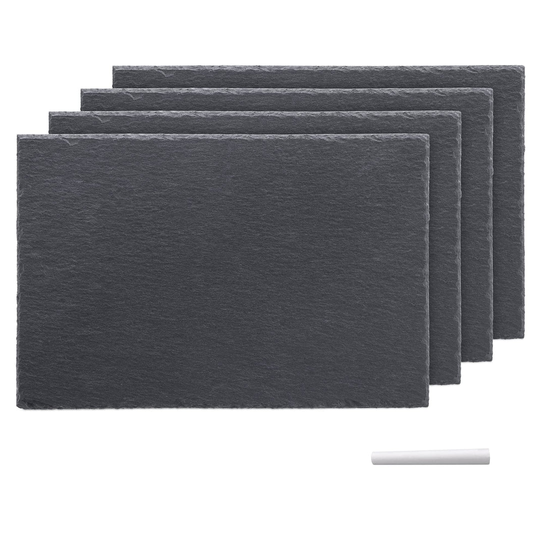 Navaris Schiefer Teller Platzset 4-teilig inkl. Kreide - 30x20cm Schieferplatten 4x Servierplatte fü