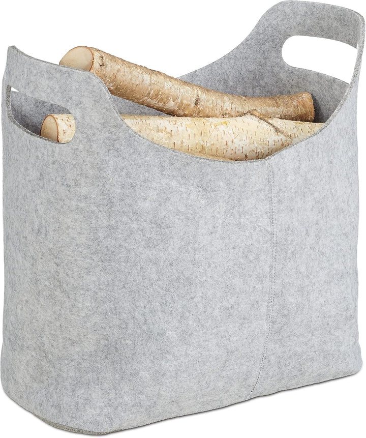 Relaxdays 3er Set Filztaschen, faltbar, flexibel, Griffe, 20 Liter, Filz, Tragetasche, HxBxT: 39,5 x