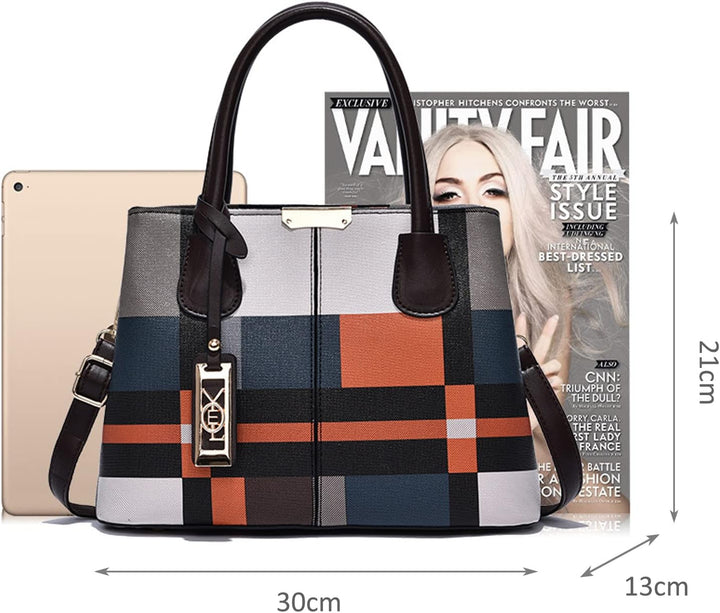 NICOLE & DORIS Mode Handtasche Damen Klassische Handtasche Karierte Tasche PU Leder Schultertasche H