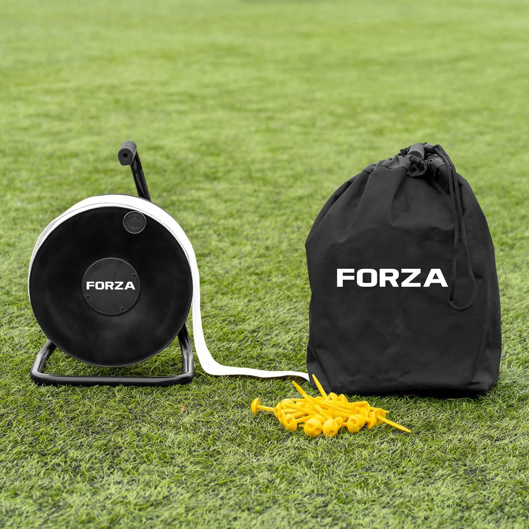FORZA 100m Spielfeldmarkierungsband [3 Farben] - Linienmarkierung für Sportplätze Weiss, Weiss