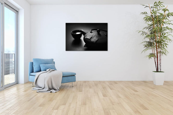 deyoli gebrühter Tee in der Teekanne Effekt: Schwarz&amp;Weiss,Format: 80x60 als Leinwandbild, Motiv fer