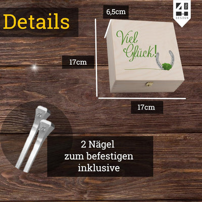 4you Design Echtes Hufeisen in Holz-Geschenkschachtel Zum Jubiläum Banner Motiv Herzlichen Glückwuns