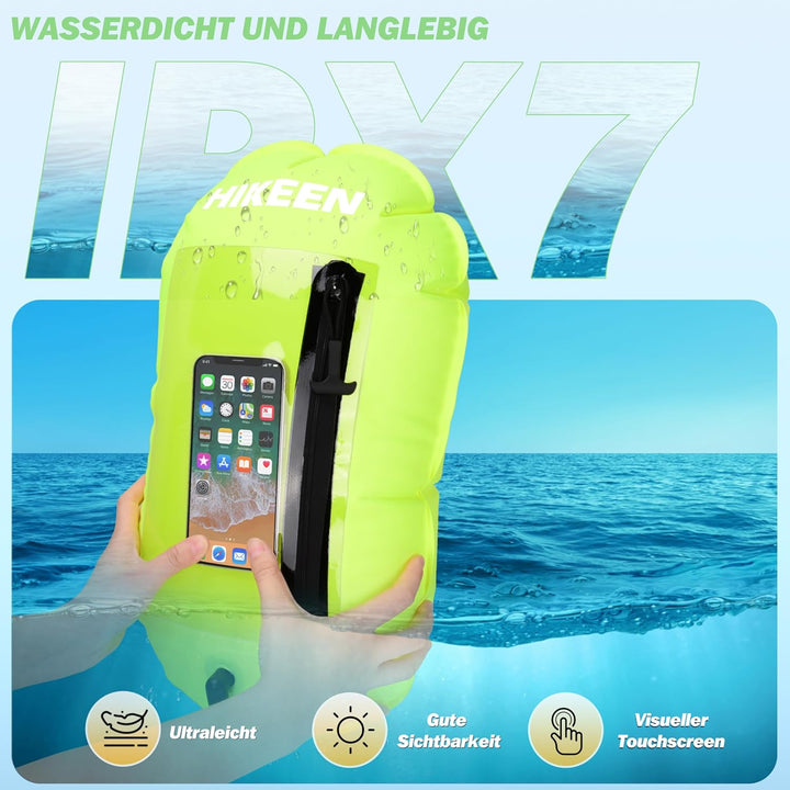 BOOSTEADY Schwimmboje, Trockensack Boje Schwimmen Aufblasbare Trockentasche Swimming Buoy mit Handyt