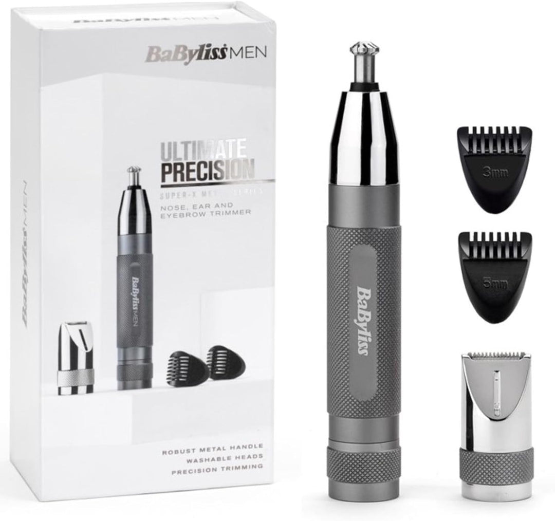 BaByliss Super-X Metal Nasen-, Ohren- & Augenbrauentrimmer, 3-in-1 Detailtrimmer, Nasenhaartrimmer,