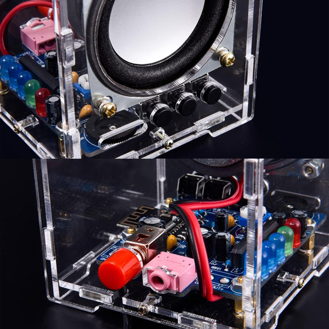 PZMYJB Bluetooth-Lautsprecher DIY Löt-Kit 3W MINI HT6872 Audio-Verstärker Musik Stereo mit Acryl-Sch