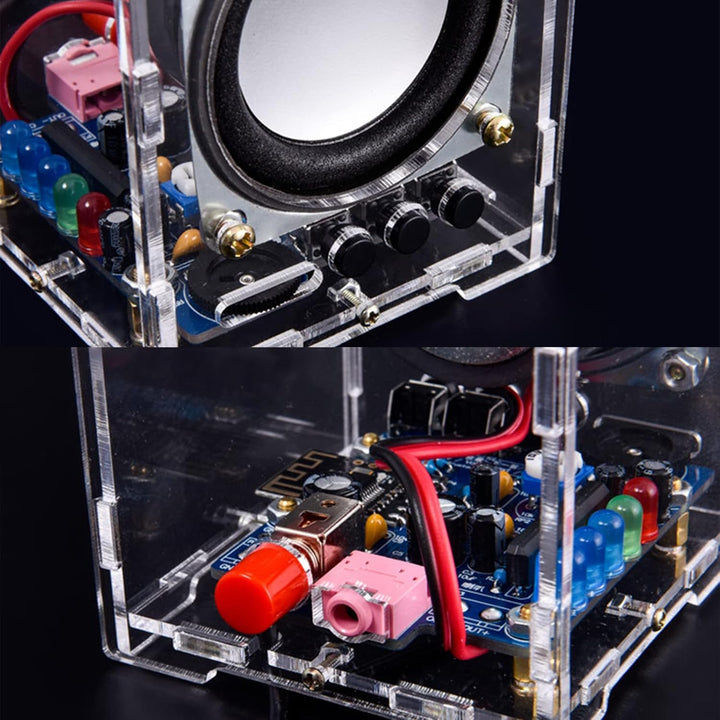 PZMYJB Bluetooth-Lautsprecher DIY Löt-Kit 3W MINI HT6872 Audio-Verstärker Musik Stereo mit Acryl-Sch