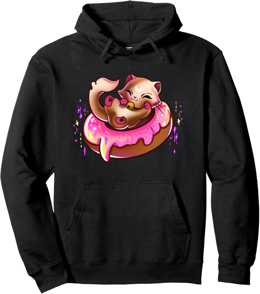 Kätzchen mit Donut, Mädchen, Kinder, Kawaii Kult Pullover Hoodie