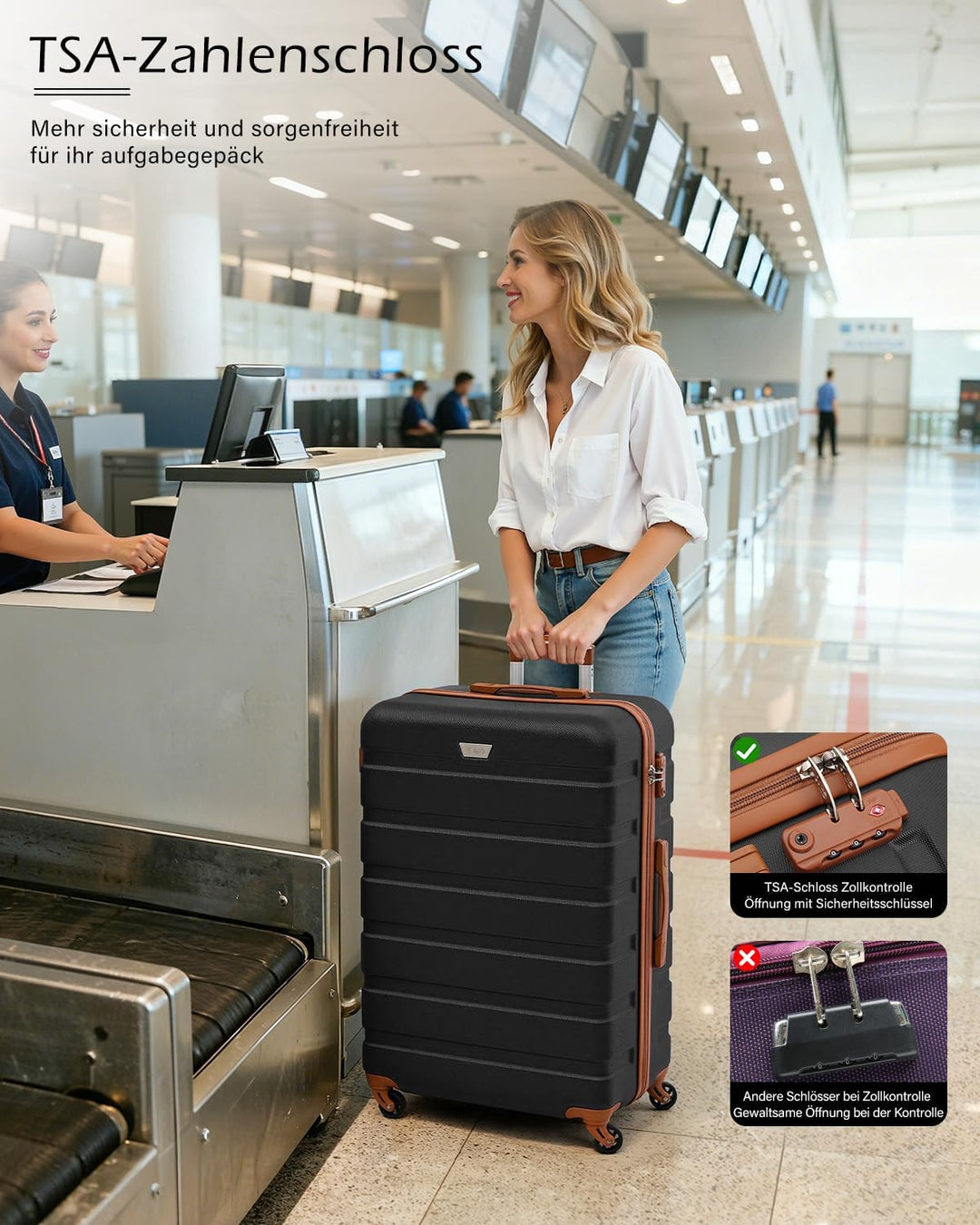 COOLIFE Mittelgrosser Koffer für Urlaubsreise, Kreuzfahrten und Studium im Ausland, 67cm L, PC+ABS,