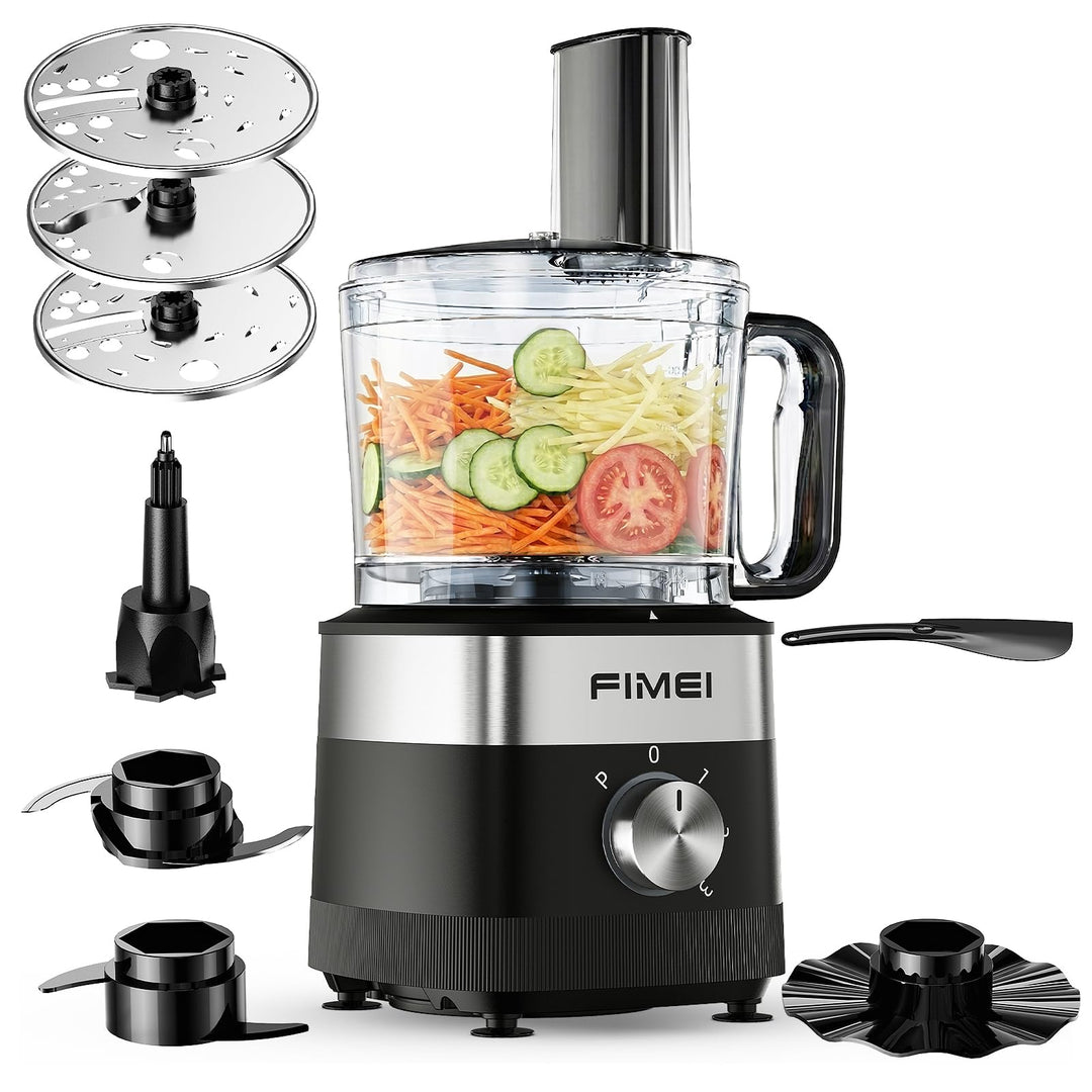 FIMEI Küchenmaschine 800W, 3 Geschwindigkeiten & Pulsfunktion, 1,5L Zerkleinerer, Teigkneter, Raspel