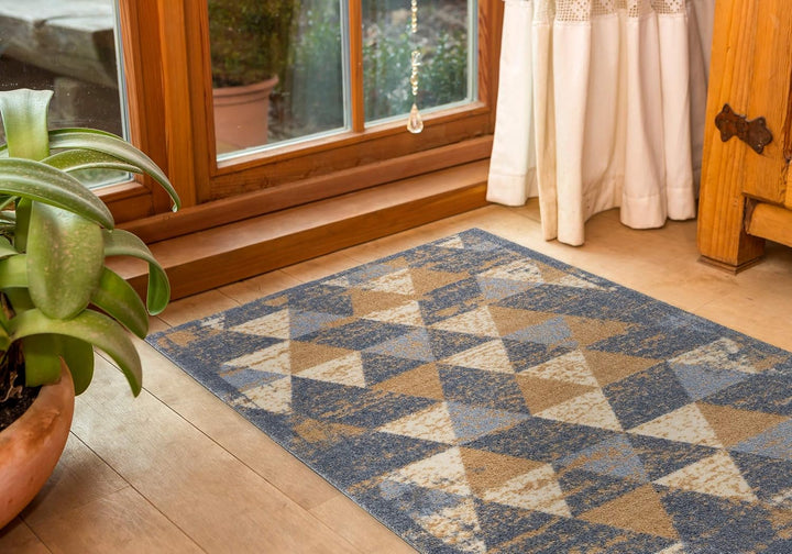 Astra rutschfeste Sauberlaufmatte innen - Dreiecke grau-braun 66 x 110 cm - Wohnraum Fussmatte Desig
