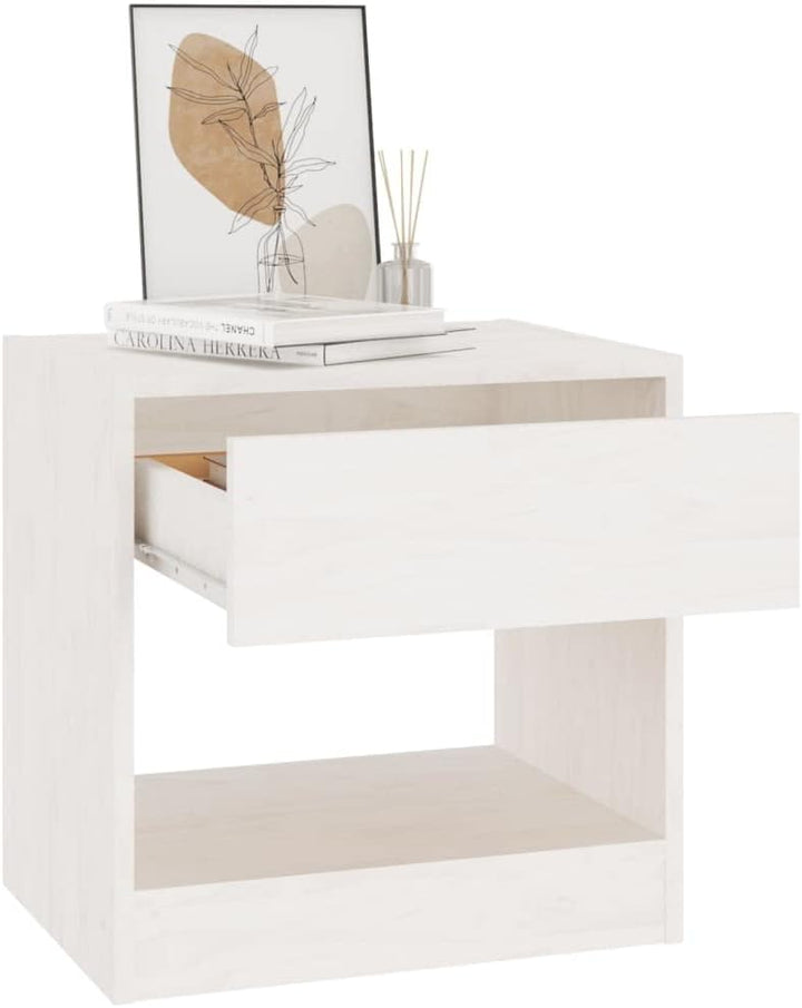 homiuse 40x31x40 cm Nachttische Weiss NachtkäStchen Night Stand Schubladen Schubladenbox Holz Bedsid