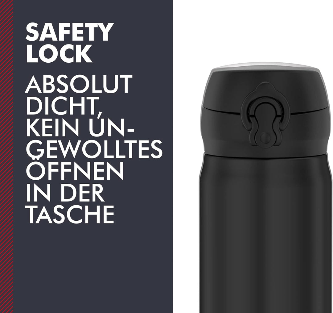 THERMOS ULTRALIGHT BOTTLE 0,75l, charcoal black, Isolierflasche Edelstahl mit Safe Flow Lid, 10 h he