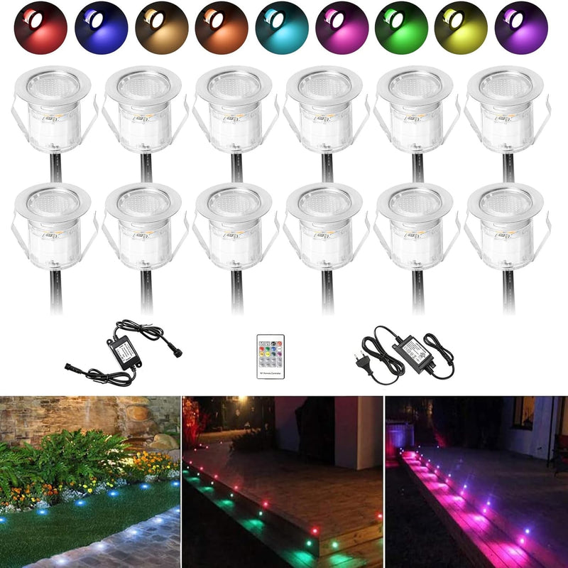 10 Stück RGB LED Einbaustrahler led Bodeneinbauleuchte IP67 wasserdicht 0.5W Ø30mm led Einbauleuchte