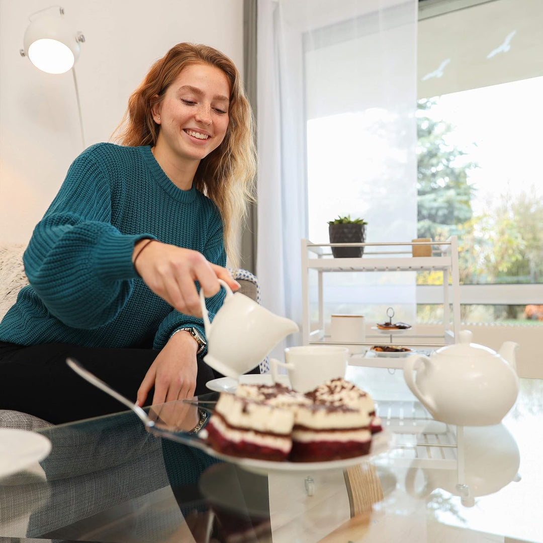 Relaxdays Servierwagen Bambus, 3 Ablagen, 360° drehbare Rollen, Edelstahl-Stangen, Küchenwagen, HBT: