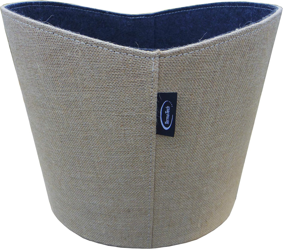 Holzkorb aus Jute beige und Filz grau rund von TermaTech
