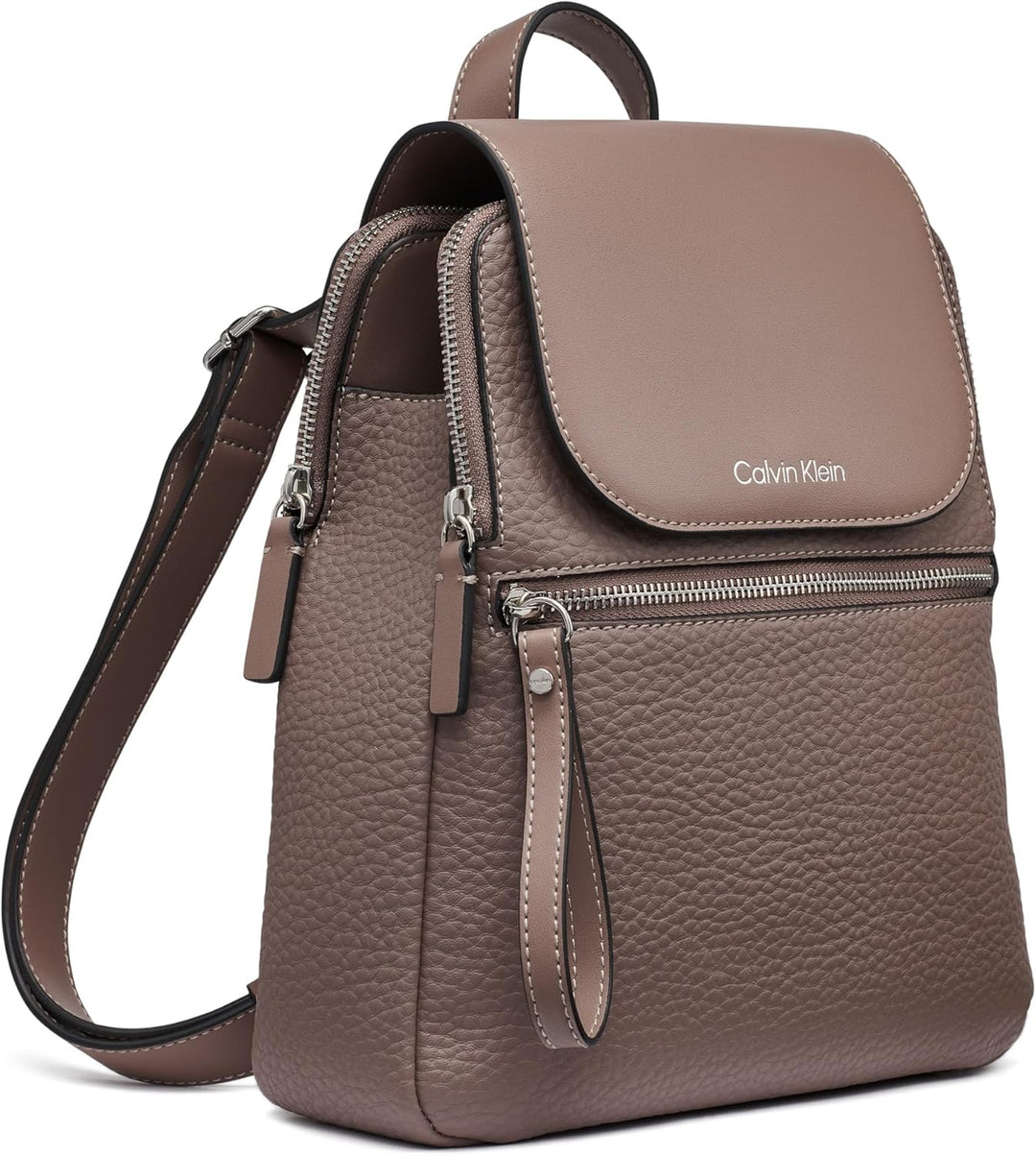 Calvin Klein Damen Elaine Bubble Lamb Novelty Key Item Flap Backpack Rucksack, Cocoa