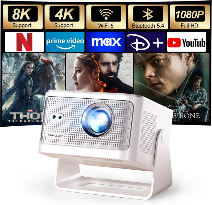 Magcubic Mini Beamer 4K & 8K 1080P Unterstützt, Projektor Tragbarer mit Android 14 WiFi 6 Bluetooth
