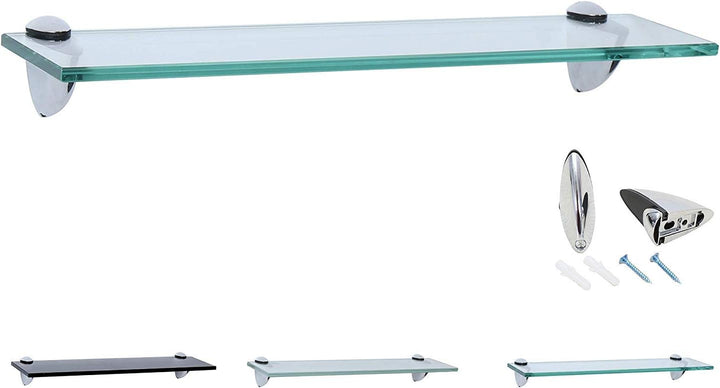 Rapid Teck Glas Wandregal Klarglas transparent 80cm x 20cm - Glasregal mit 8mm ESG Sicherheitsglas -