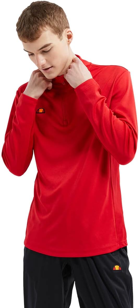 Ellesse Herren Rolbi Anti-Odour-Feuchtigkeitsdocht 1/2 Zip-Golf-Pullover L Rot, L Rot