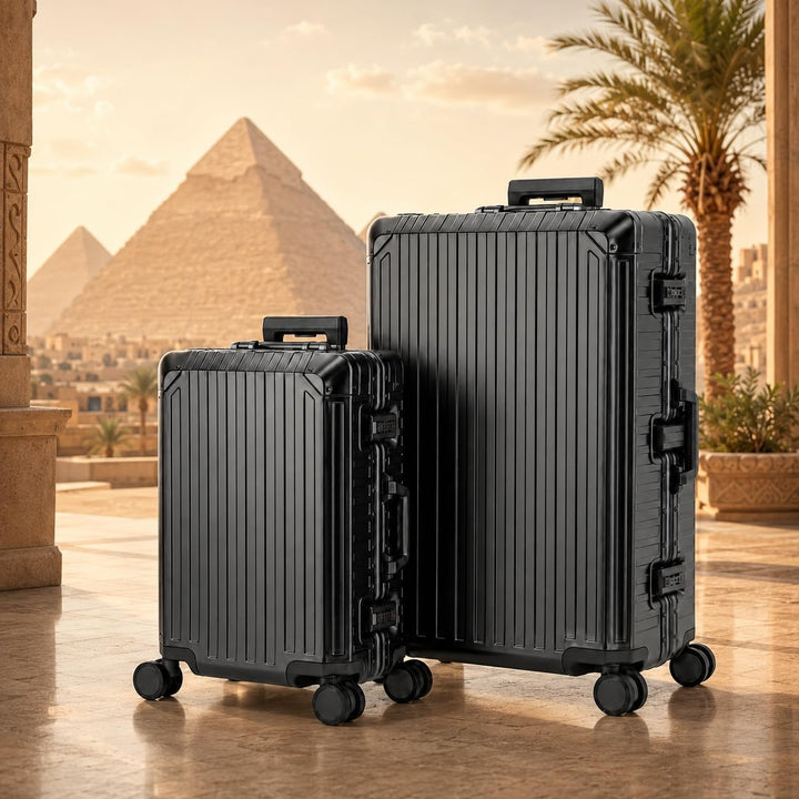 Travelhouse 100% Aluminium Kofferset Tokyo Schwarz S-55cm &amp; XL-78cm Hartschalenkoffer 2 ZSA Schlösse