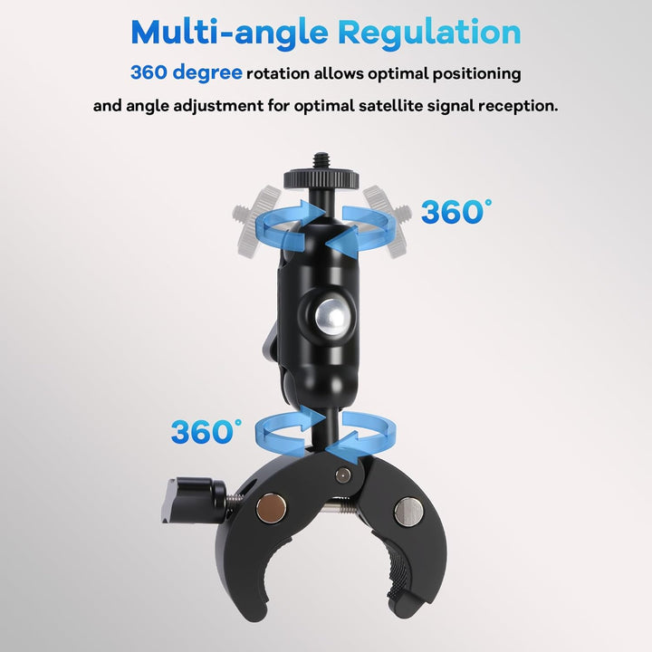 Roof Rack Klemmhalterung für Starlink Mini, Zwei-Achsen 360° verstellbare Wohnmobil-Leiter Halterung