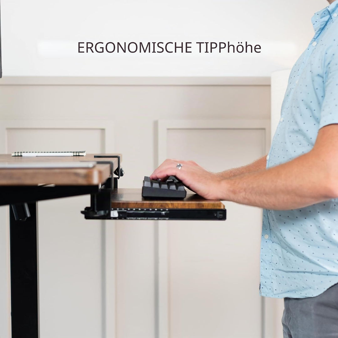 VIVO Kleine Tastaturablage, ausziehbar unter dem Schreibtisch, mit extra stabilem C-Klemmbefestigung