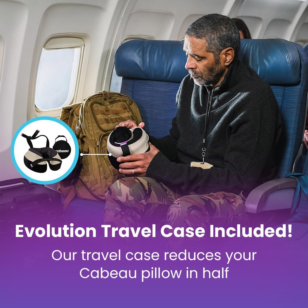 Cabeau The Neck's Evolution, TNE S3 Travel Neck Pillow Memory Foam Airplane Pillow - Neck Pillow wit