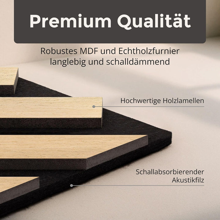 4x Akustikpaneele mit Fischgrät-Muster 120 x 54cm Eiche hell Holz Eiche Hell 120x54cm, 4 Stück, Eich