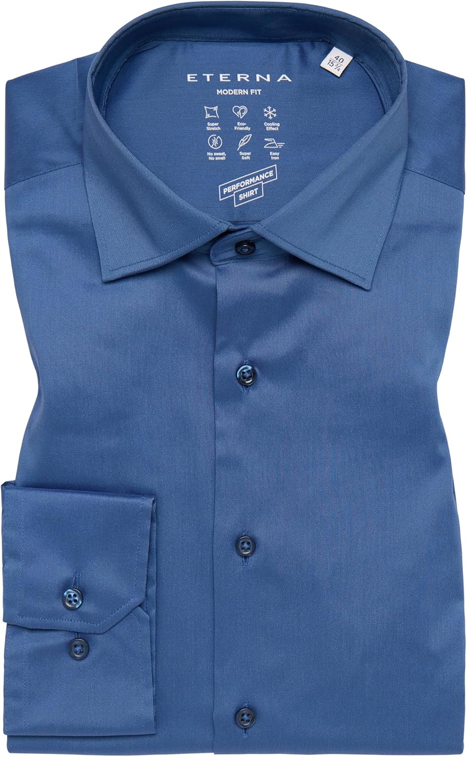 ETERNA Herren Performance Shirt MODERN FIT 39 Kragen / 67 Ärmel Rauchblau, 39 Kragen / 67 Ärmel Rauc