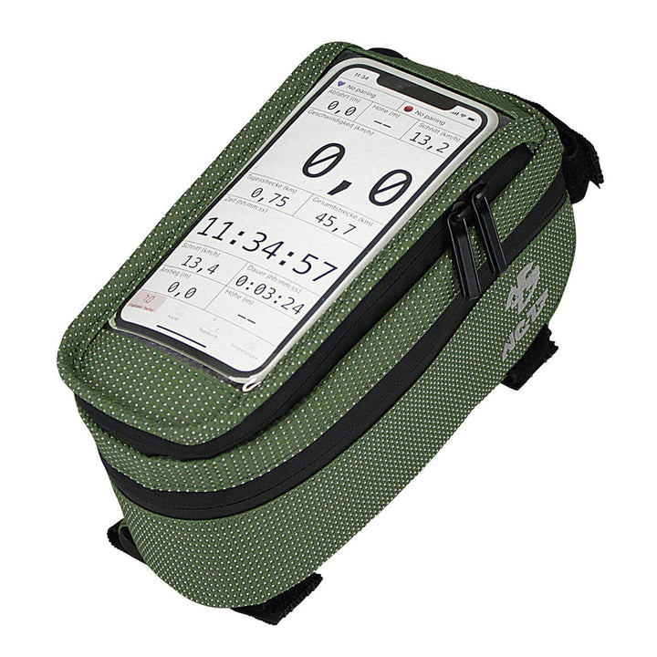 NC-17 Connect Smartphone XL Tasche für Oberrohr, Dot grün, Klettverschluss