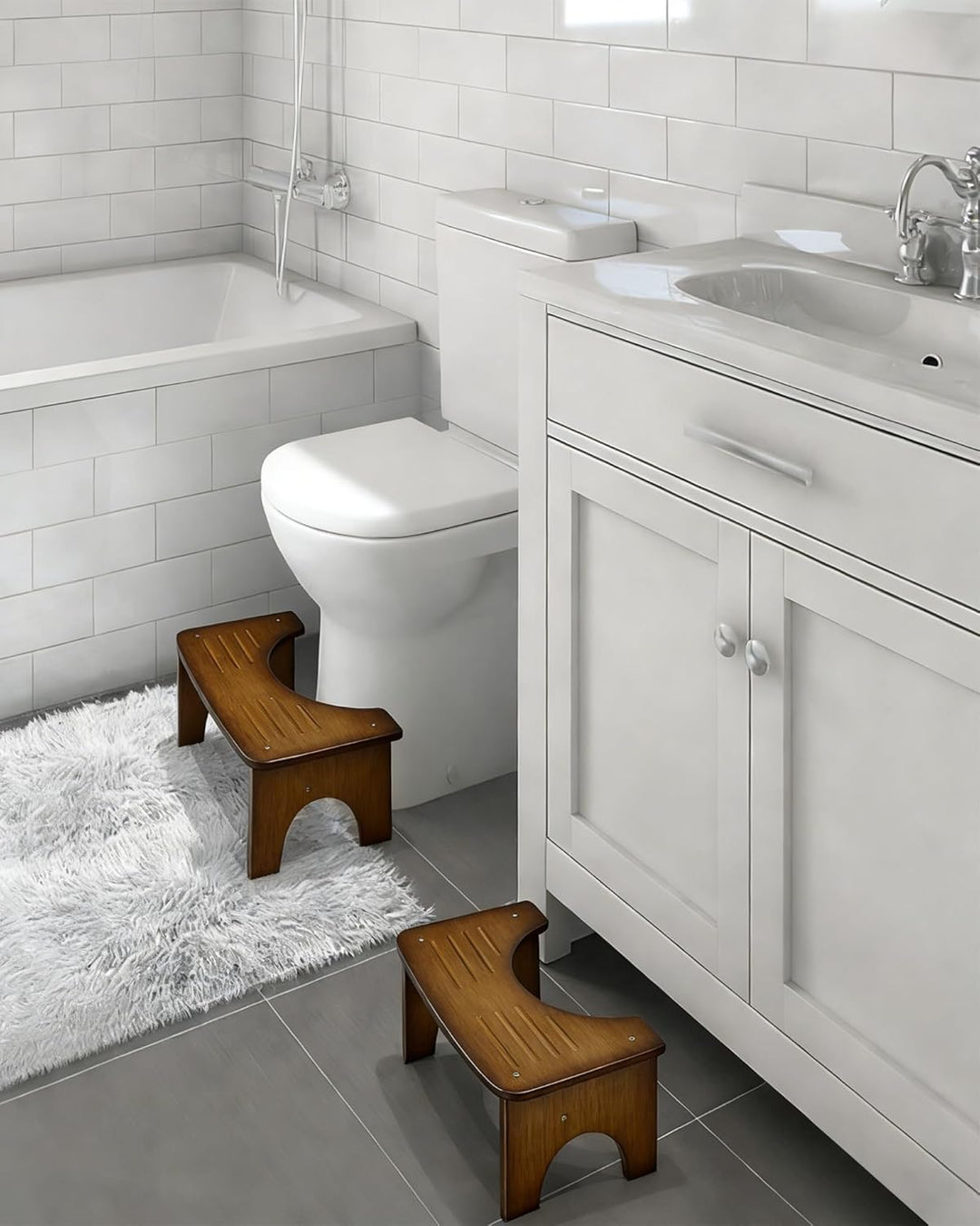 RayLove Physiologischer Toilettenhocker aus Bambus – WC-Trittbrett aus Holz – 35 Grad strapazierfähi