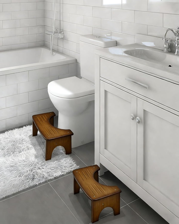 RayLove Physiologischer Toilettenhocker aus Bambus – WC-Trittbrett aus Holz – 35 Grad strapazierfähi