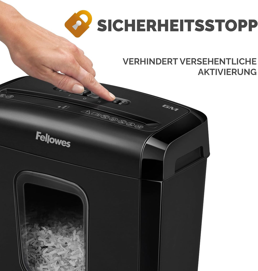 Fellowes Minicut Aktenvernichter 6 Blatt (P4), Papierschredder für Zuhause und Homeoffice, Powershre