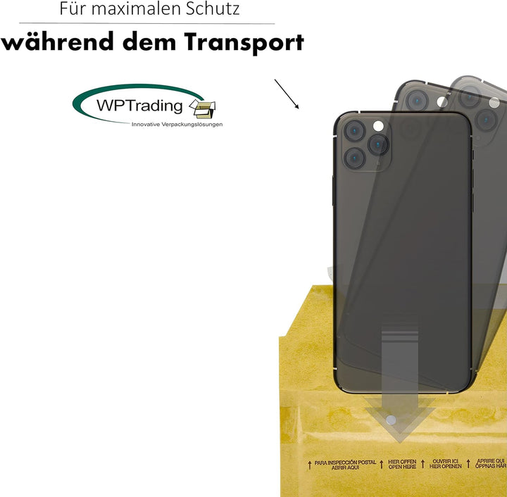 WPTrading - 400 Stück Luftpolstertaschen A5 200 x 275 mm Gr.4 (D) goldgelb selbstklebend - Kraftpapi