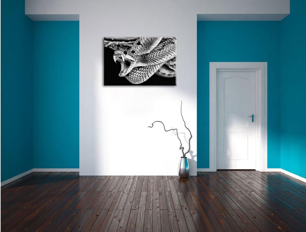 Pixxprint Giftige grüne Schlange als Leinwandbild/Grösse: 100x70 cm/Wandbild/Kunstdruck/fertig bespa