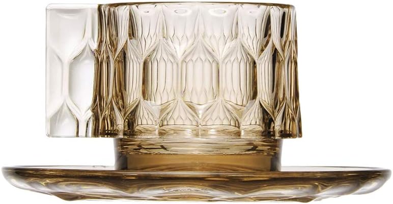 Kartell Jellies Family Tasse und Unterteller, Thermoplastisches Technopolymer, Grün, 12 x 10 cm Kaff