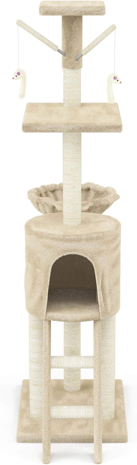 Beltom® KRATZBAUM KATZENKRATZBAUM KLETTERBAUM KATZENBAUM SPIELBAUM 140 cm. Park Spiele - Beige, Beig