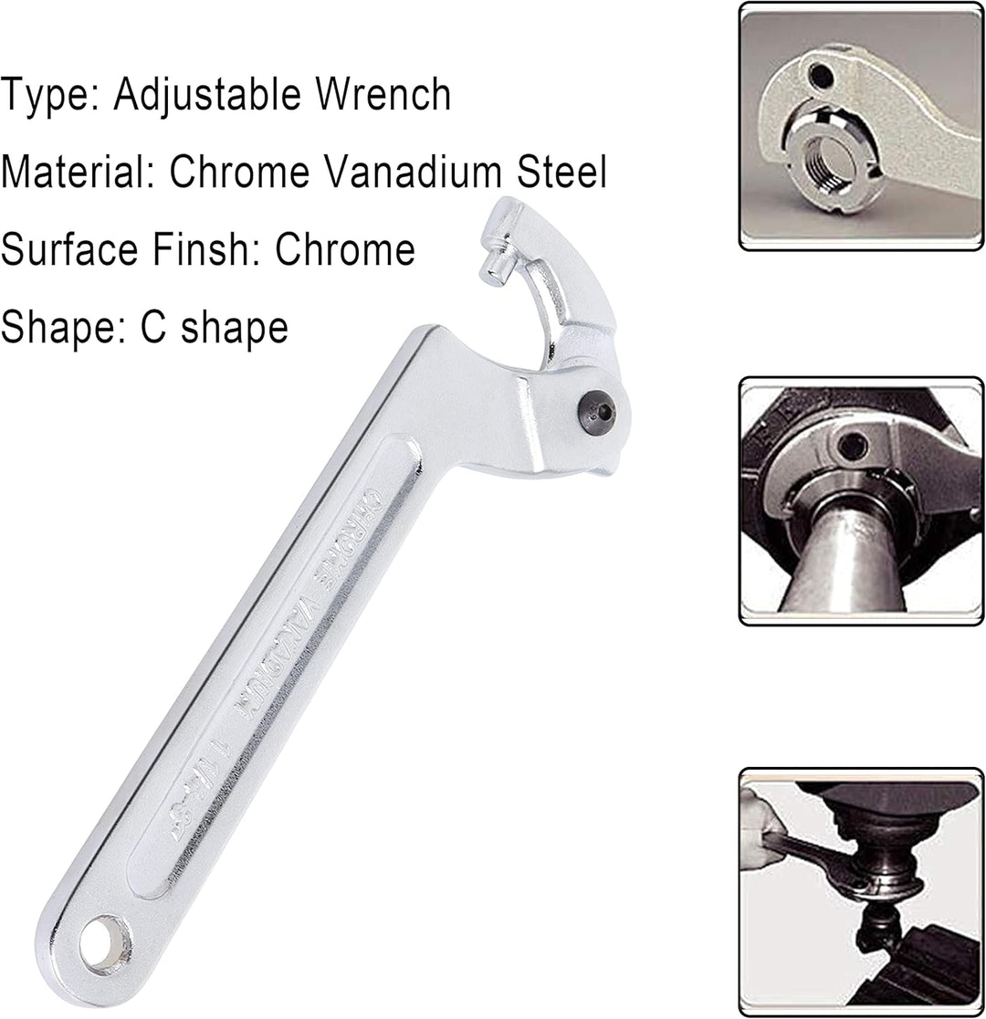 Poweka Verstellbarer C-Stiftschlüssel Hakenschlüssel,(4 Stück) 3/4-2", 1 1/4-3", 2-4 3/4", 4 1/2-6 7
