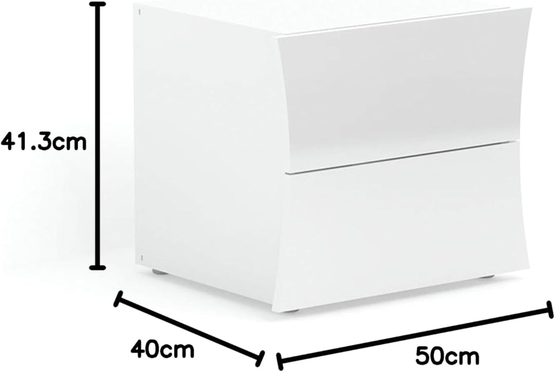 Web Furniture Bogen Nachttisch, Melamin, glänzend weiss, Large
