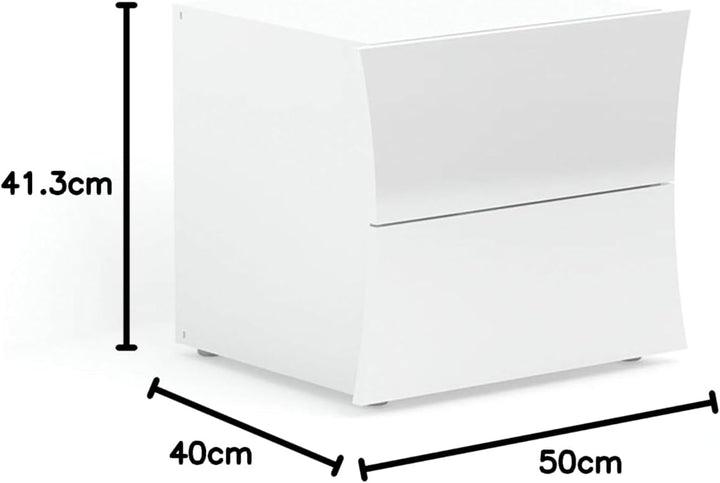 Web Furniture Bogen Nachttisch, Melamin, glänzend weiss, Large