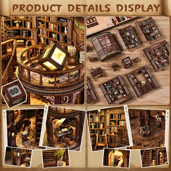 Book Nook Kit für Erwachsene - CRIOLPO DIY Miniatur Haus Holzpuzzle 3D Puppenhaus - Buchstütze für B