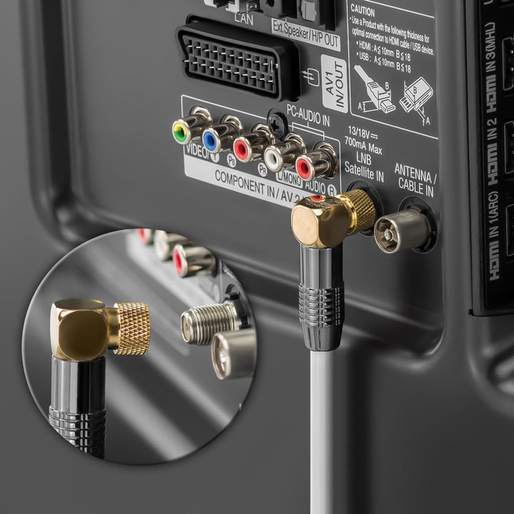 deleyCON 10m SAT Antennenkabel Satellitenkabel Koaxialkabel - HDTV Full HD - F-Stecker 90° Grad Gewi