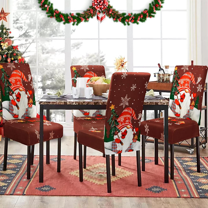 Yugarlibi Weihnachten Stretch Stuhlhussen 4er Set Stuhlbezug Schwingstuhl Universal Elastische Esszi