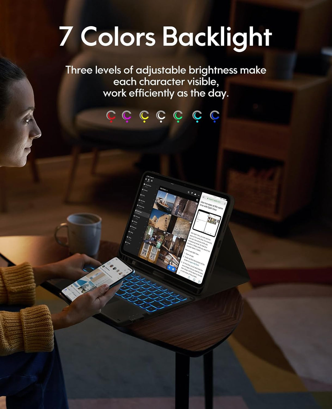 Earto Nur für iPad Pro 2024 Hülle mit Tastatur 11 Zoll, Multi Touch Trackpad, 19 mm Breites Tastenka