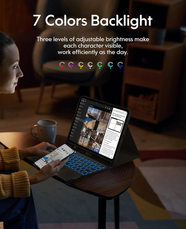 Earto Nur für iPad Pro 2024 Hülle mit Tastatur 11 Zoll, Multi Touch Trackpad, 19 mm Breites Tastenka