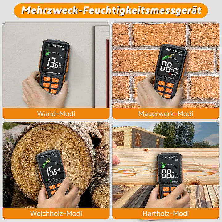 Feuchtigkeitsmessgerät Wand MESITOOL Holz Feuchtigkeitsmesser Nicht-invasive Feuchtigkeitsmessgerät