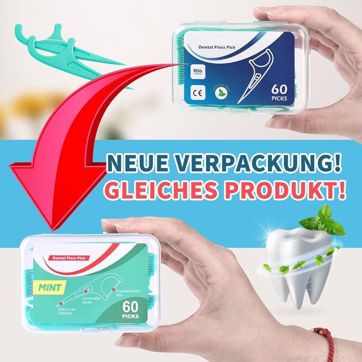Zahnseide 300 Stk. Zahnseide Sticks Minze Zahnseide Zahnstocher mit Geschmack Mint Kunststoff Dental