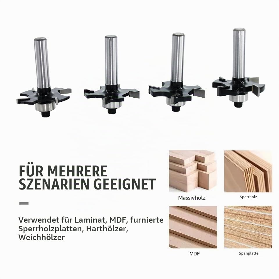 4 Stück Scheibennutfräser Fräser für Oberfräse 8mm Schaft, 36.7mm Schnittdurchmesser, 4-Zähne Hartme