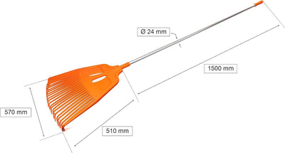 KOTARBAU® Fächerbesen 27 Zinken aus Kunsstoff mit Aluminiumstiel Aluminiumstiel 27 Zinken, Aluminium