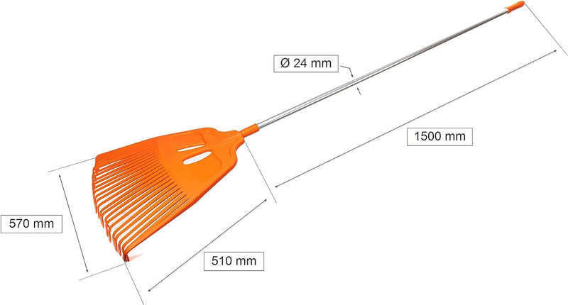 KOTARBAU® Fächerbesen 27 Zinken aus Kunsstoff mit Aluminiumstiel Aluminiumstiel 27 Zinken, Aluminium